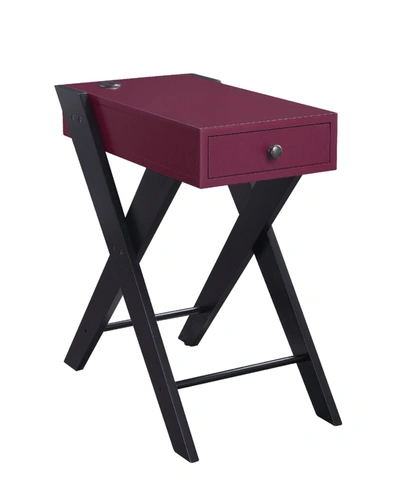 Acme Furniture Fierce Accent Table In Burgundy And Black
