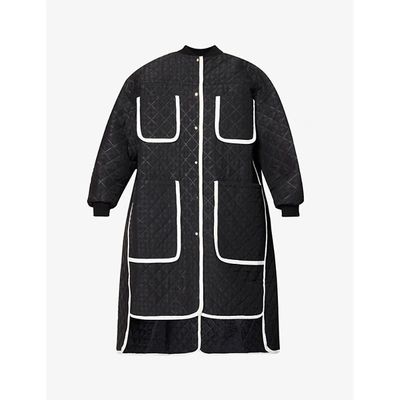 Brøgger Poppy Quilted Contrast-trim Shell Coat In Black