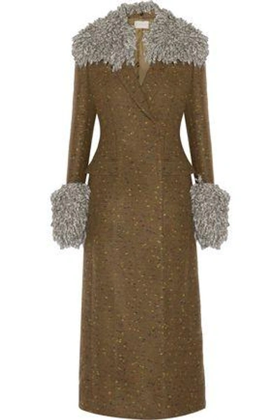 Christopher Kane Woman Marled Wool-blend Coat Army Green