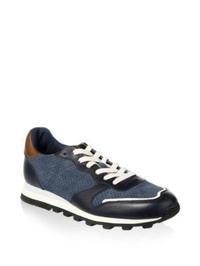 Coach Perforated Leather Trim Running Sneakers In Mzs