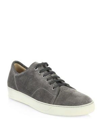 Lanvin Velvet Low-top Sneaker In Dark Grey