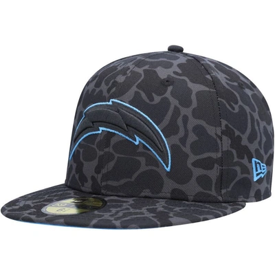 New Era Black Los Angeles Chargers Amoeba Camo 59fifty Fitted Hat