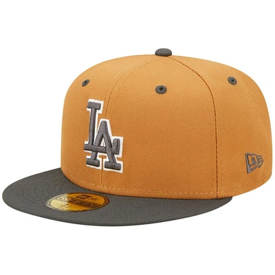 New Era Men's  Brown, Charcoal Los Angeles Dodgers Two-tone Color Pack 59fifty Fitted Hat In Brown,charcoal