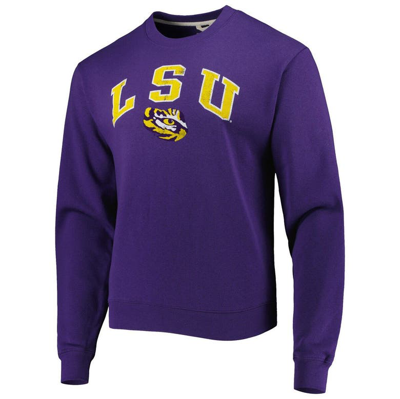 League Collegiate Wear Purple Lsu Tigers 1965 Arch Essential Fleece Crewneck Pullover Sweatshirt