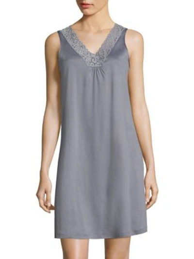 Hanro Moments Tank Nightgown In Lilac Grey