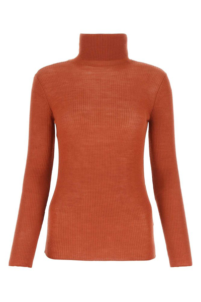 Dsquared2 Brick-coloured Turtleneck In Wool In Brown