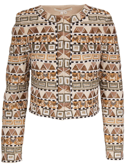 Veronica Beard Daryl Embroidered Jacket In Beige Multi