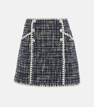 Veronica Beard Medford Tweed Mini Skirt In Blue