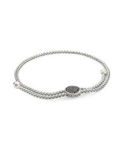 John Hardy Women's Classic Chain Silver & Black Sapphire Ball Adjustable Bracelet