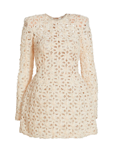 Bronx And Banco Casey Floral Fit-&-flare Mini Dress In Beige