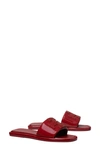 Tory Burch Double T Logo Flat Slide Sandals In Red