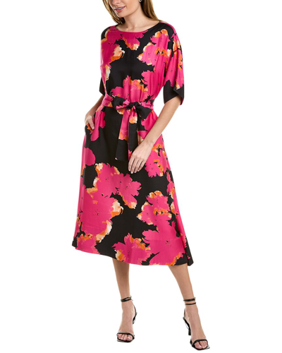 Natori Taichou Belted Abstract-print Midi Dress In Pink