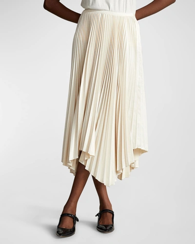 Polo Ralph Lauren Pleated Satin Handkerchief Skirt In Beige | ModeSens