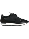 Balenciaga Race Runner Leather Sneakers In Black