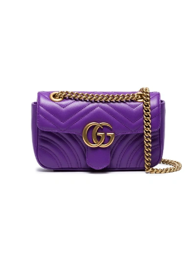 Gucci Purple Gg Marmont Mini Leather Shoulder Bag
