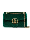 Gucci Mini Velvet Marmont Shoulder Bag In Green