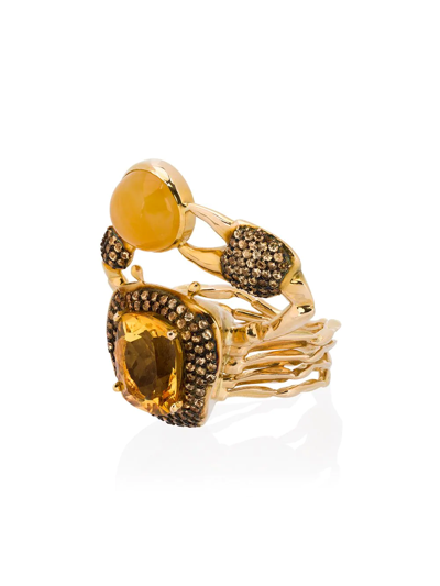 Daniela Villegas 18k Yellow Gold Thalasa Diamond Sapphire Ring In Metallic