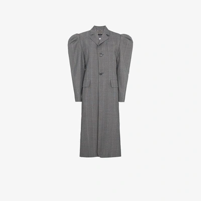 Blindness Puff Sleeve Single Breasted Coat In Grey
