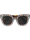 Gucci Heart Shaped Embellished Sunglasses In Brown