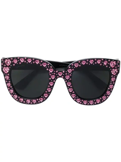 Gucci Eyewear Embellished Heart Sunglasses - Black