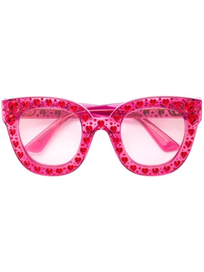 Gucci Crystal-embellished Square-frame Acetate Sunglasses In Pink