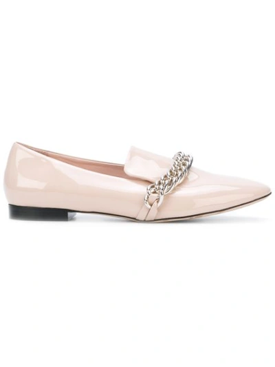 Christopher Kane Chain-trimmed Patent-leather Slippers In Pink