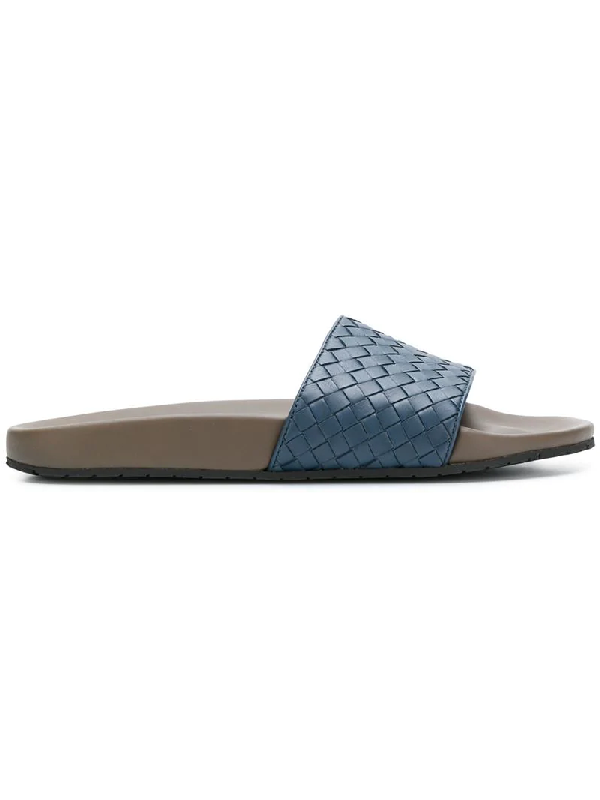 woven leather slide sandals