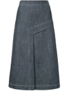 Tibi A-line Denim Skirt