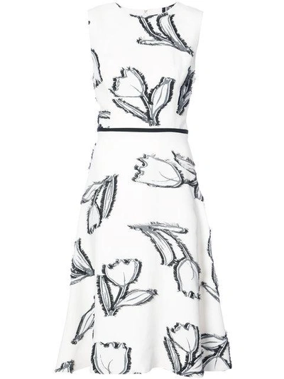 Oscar De La Renta Floral Print Dress - White