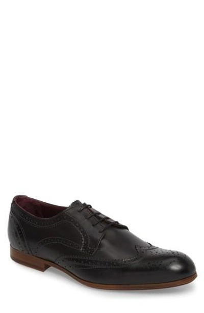 Ted Baker Granet Wingtip In Black Leather