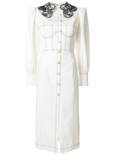 Cristina Savulescu Lace Collar Denim Dress - White