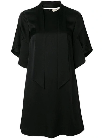 Fendi Neck-tied Flared Dress - Black