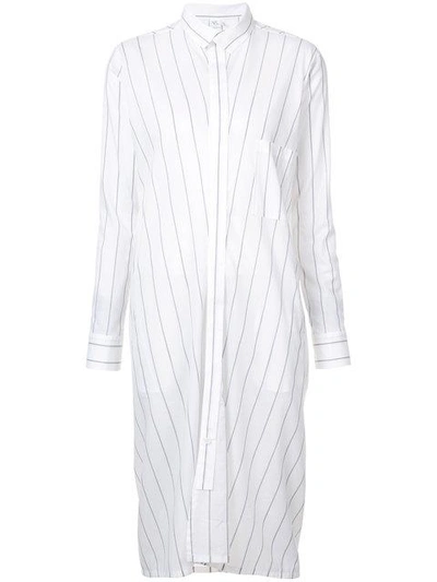 Y's Striped Shirt Dress - White