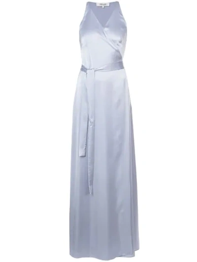 Diane Von Furstenberg Sleeveless Floor-length Wrap Dress In Blue