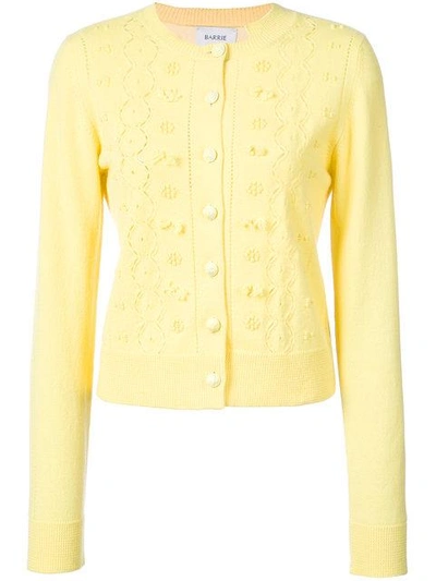 Barrie Embroidered Button Cardigan - Yellow