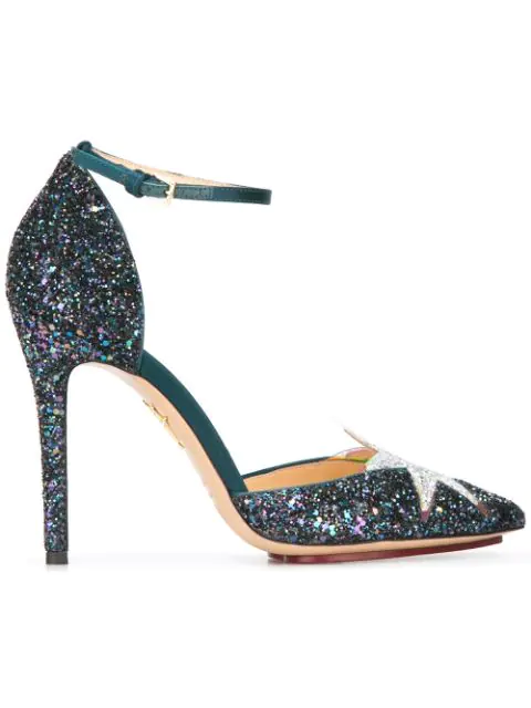 Charlotte Olympia Twilight Princess Satin-trimmed Glittered Leather ...