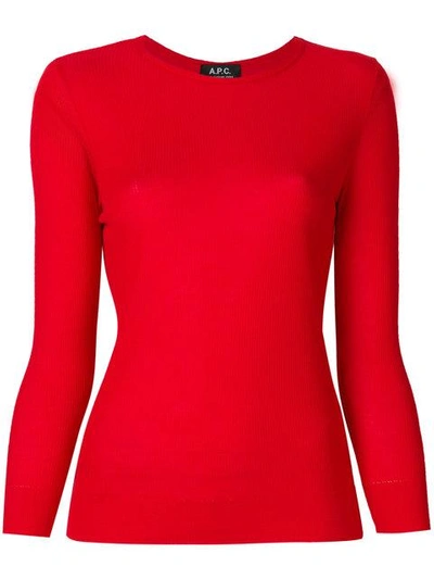 Apc Ribbed Crew Neck Jumper In Rouge