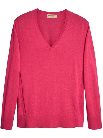 Burberry V-neck Sweater In Pink