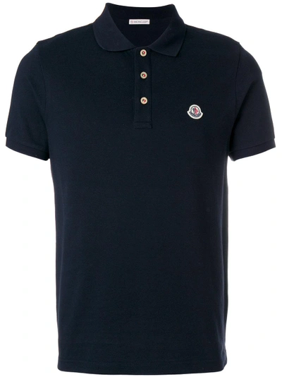 Moncler Logo Patch Polo Shirt - Blue In Blue