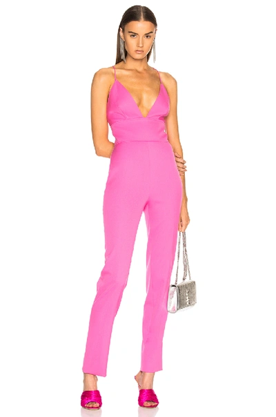 Oscar De La Renta Strappy Back Sleeveless Jumpsuit In Pink