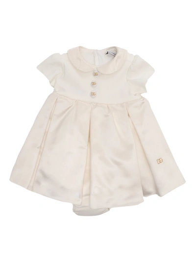 Dolce & Gabbana Junior Flared Dress And Bloomers Set In Bianco