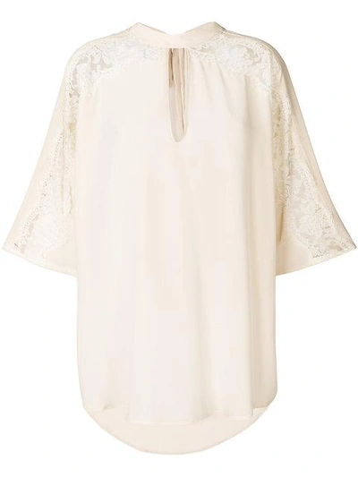 Ermanno Ermanno Lace Insert Blouse In Neutrals