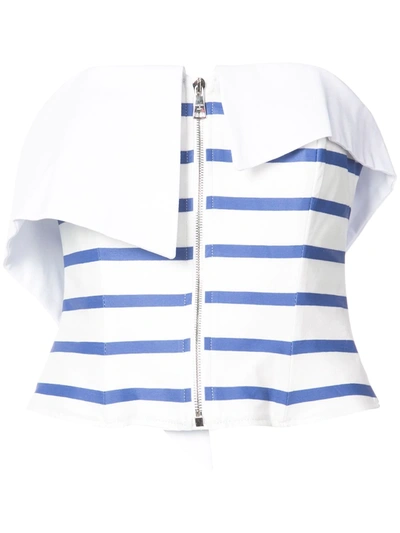 Natasha Zinko White/blue Strapless Stripe Zip Top