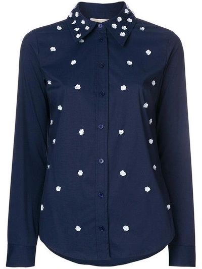 Michael Michael Kors Flower Embellished Shirt - Blue