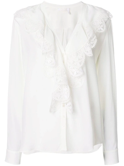 Chloé Ruffle Sleeved Blouse In White