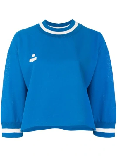 Isabel Marant Étoile Cropped Logo Sweatshirt In Blue