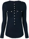 Balmain Embossed Button Top In Blue
