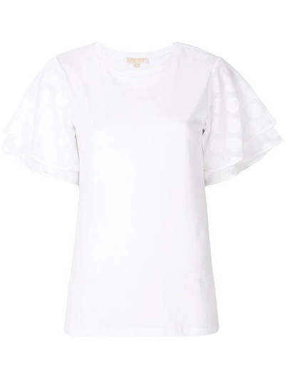 Michael Michael Kors Polka Dot Sleeve T-shirt - White