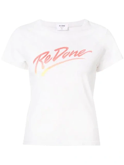 Re/done Woman Printed Cotton-jersey T-shirt White