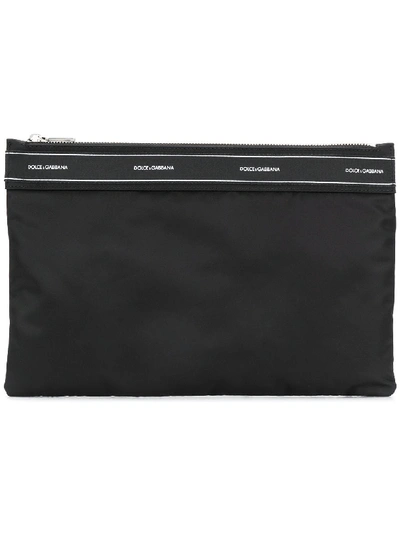 Dolce & Gabbana Logo Panel Clutch Bag In Black